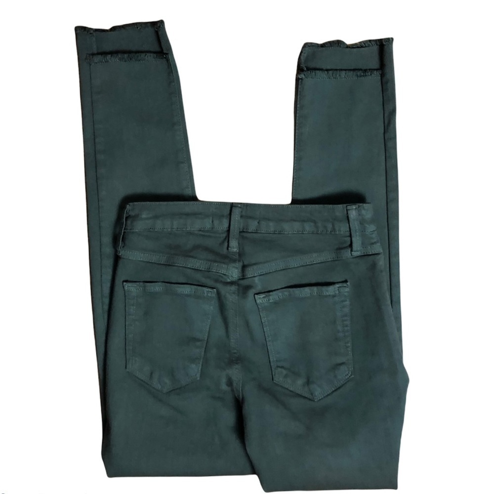 Just Black | Olive Green Raw Hem Skinny Jeans - Picture 3 of 3